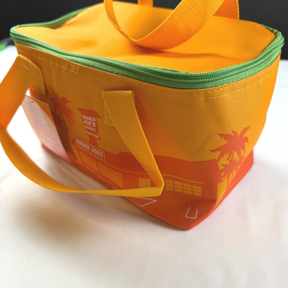 Trader Joe's Mini Insulated Bag Unisex OS Yellow Orange Sunset Lunch Tote NWT